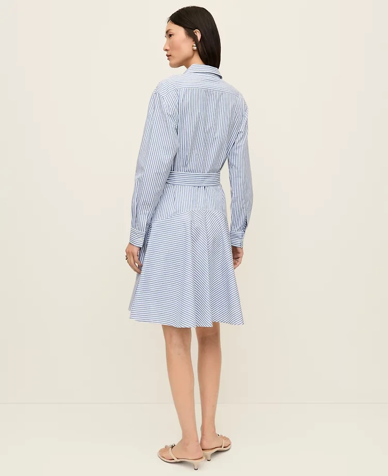 Ann Taylor Striped Flare Shirtdress Cool Cascades Women's