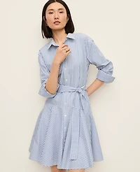 Ann Taylor Striped Flare Shirtdress Cool Cascades Women's