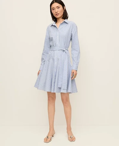 Ann Taylor Striped Flare Shirtdress Cool Cascades Women's
