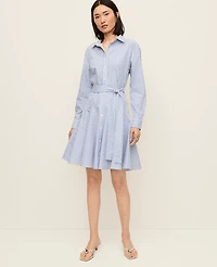 Ann Taylor Striped Flare Shirtdress Cool Cascades Women's