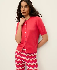 Ann Taylor Short Sleeve Linen Cardigan Women's