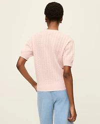 Ann Taylor Cashmere Cable Stitch Wedge T-Shirt Women's