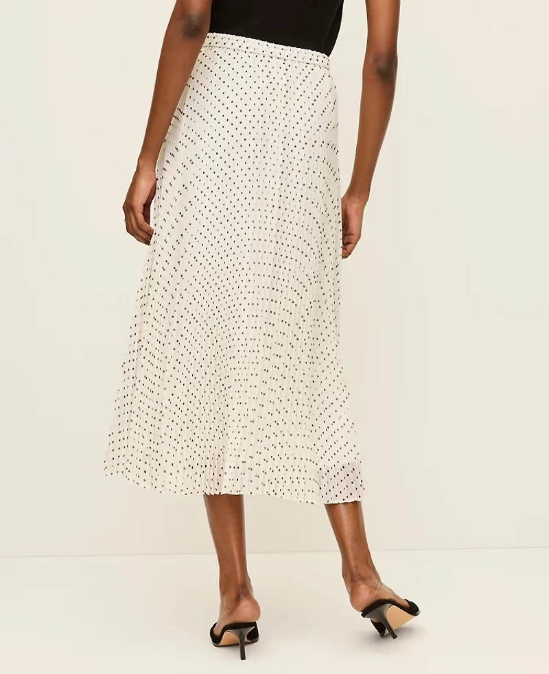 Ann Taylor Petite Micro Dot Chiffon Midi Skirt Winter White Women's