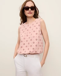 Ann Taylor Petite Eyelet Bubble Hem Top Rose Veil Women's