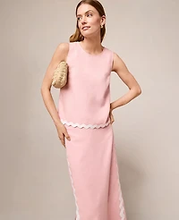 Ann Taylor Petite Ricrac Tank Top Linen Blend Women's