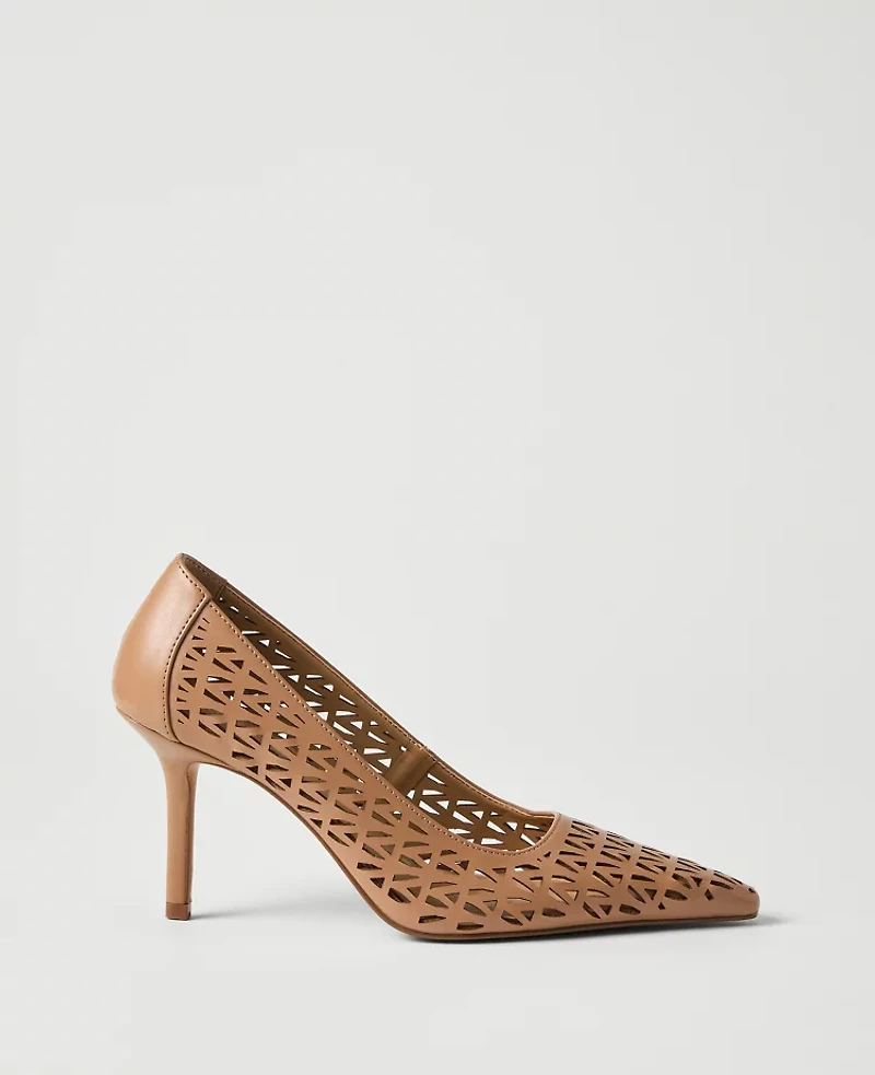 Ann Taylor Leather Perforated Pump Desert Sand Women's