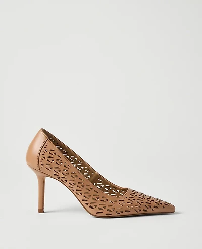 Ann Taylor Leather Perforated Pump Desert Sand Women's