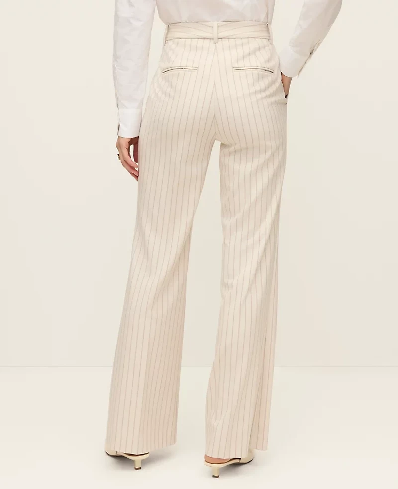 Ann Taylor The Petite Flare Trouser Pinstripe Cream Multi Women's