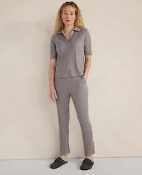 Ann Taylor Haven Well Within Wide Rib Knit Tapered Pants Fog Grey Heather Women's