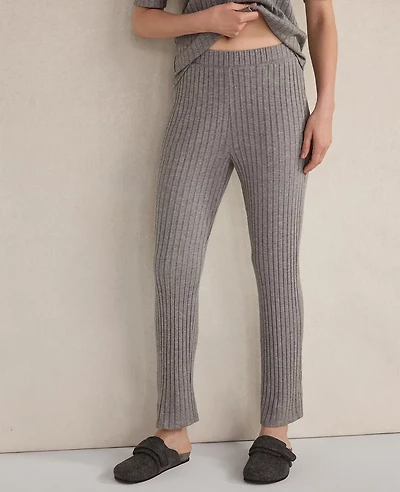 Ann Taylor Haven Well Within Wide Rib Knit Tapered Pants Fog Grey Heather Women's