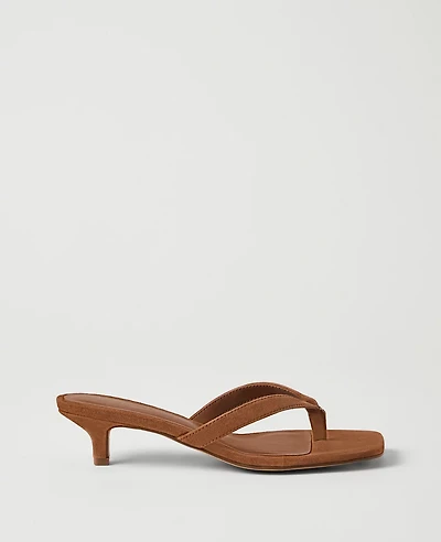Ann Taylor Suede Flip Flop Heel Sandal Coffee Bean Women's