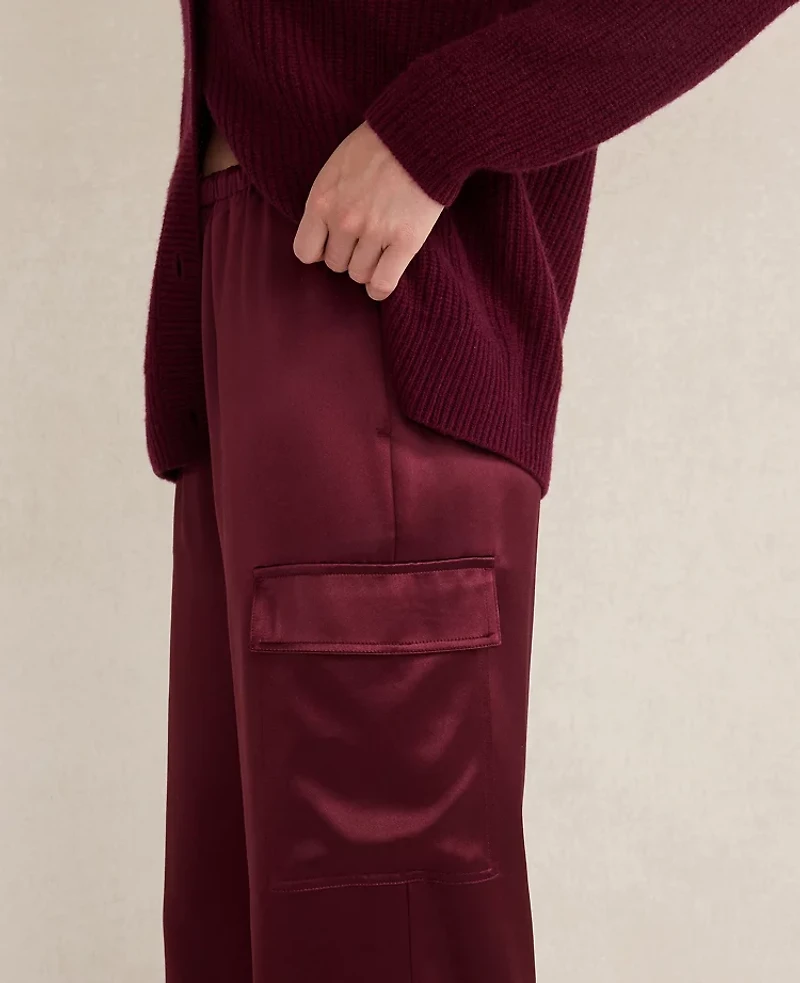 Ann Taylor Haven Well Within Silk Cargo Pants Mulberry Wine Women's