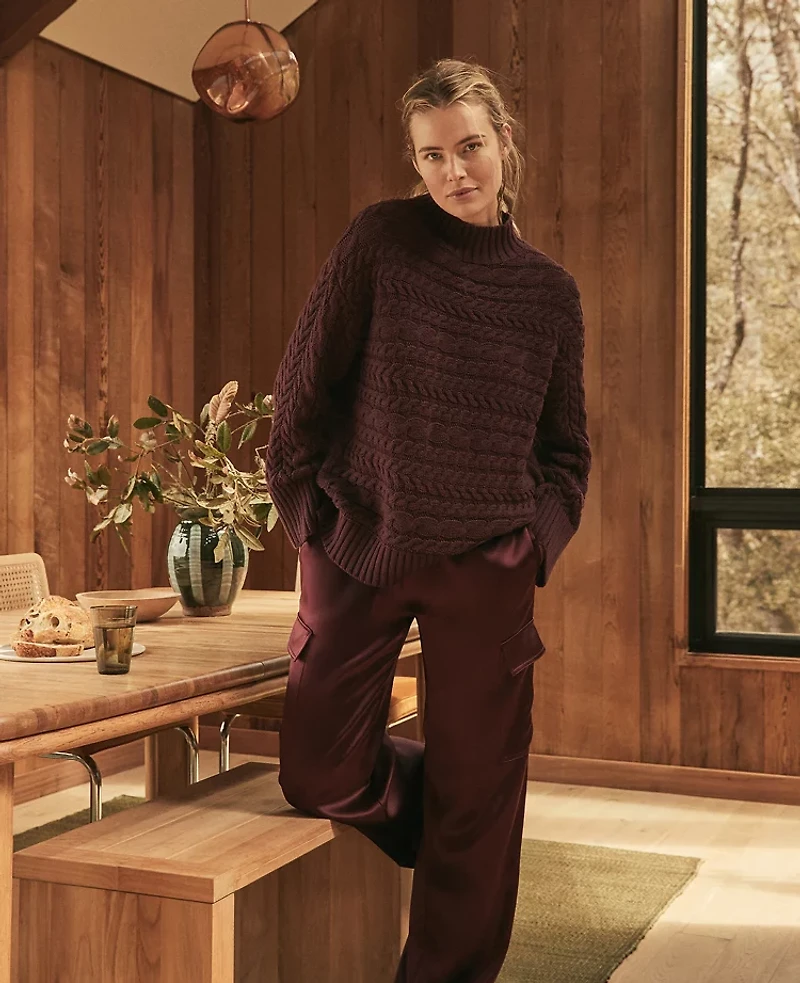 Ann Taylor Haven Well Within Silk Cargo Pants Mulberry Wine Women's