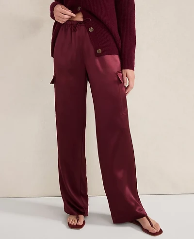 Ann Taylor Haven Well Within Silk Cargo Pants Mulberry Wine Women's