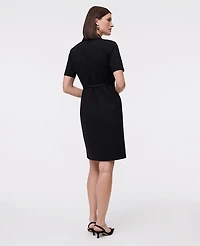 Ann Taylor Ponte Belted Flare Dress Black Women's