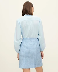 Ann Taylor Petite Tweed A-Line Skirt Light Blue Multi Women's