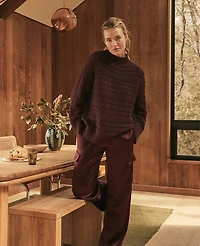 Ann Taylor Haven Well Within Organic Cotton Horizontal Cable Funnel Neck Sweater Women's