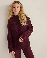Ann Taylor Haven Well Within Organic Cotton Horizontal Cable Funnel Neck Sweater Women's