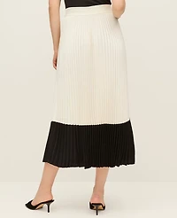 Ann Taylor Petite Colorblock Pleated Midi Skirt Winter White Women's