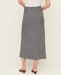 Ann Taylor Gingham Bias Midi Slip Skirt Black Women's