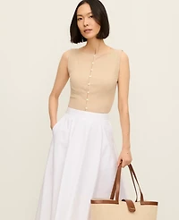Ann Taylor Petite Ribbed Sleeveless Button Top Women's