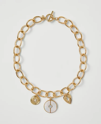 Ann Taylor Charm Necklace Goldtone Women's