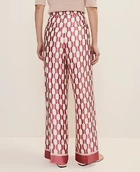 Ann Taylor The Wide-Leg Pant Satin Geo Print Winter White Women's