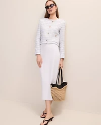 Ann Taylor Petite Patch Pocket Jacket Tweed Neutral/Blue Combo Women's