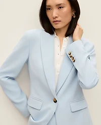 Ann Taylor The Petite Fitted Long Blazer Fluid Crepe Coastal Glow Women's