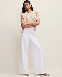 Ann Taylor The Petite Statement Palazzo Pant Linen Blend White Women's