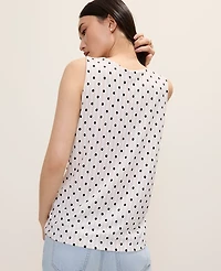 Ann Taylor Polka Dot Mixed Media Tank Top Pale Sandalwood Women's