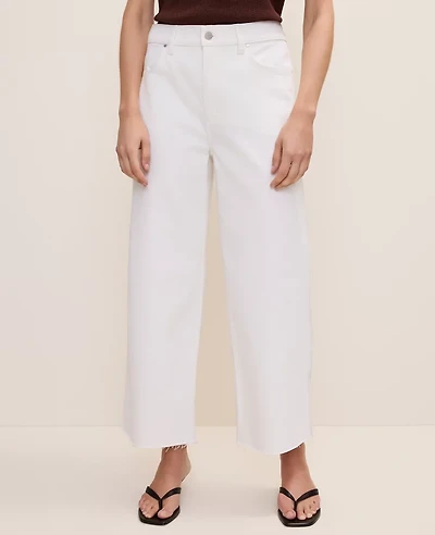 Ann Taylor The Wide-Leg Crop Jean — Curvy Fit White Women's
