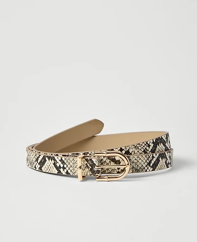 Ann Taylor Skinny Snake Print Belt Black/White Multi Women's