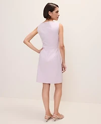 Ann Taylor The Petite Boatneck Dress Seersucker Pink/White Combo Women's