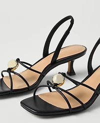 Ann Taylor Leather Embellished Kitten Heel Sandal Women's