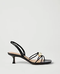 Ann Taylor Leather Embellished Kitten Heel Sandal Women's