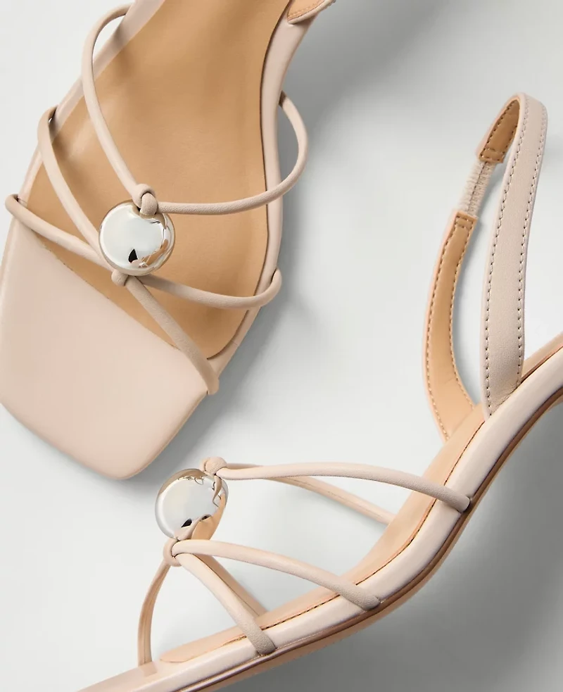 Ann Taylor Leather Embellished Kitten Heel Sandal Women's