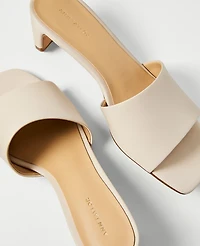 Ann Taylor Leather Heel Mule Pearl Shadow Women's