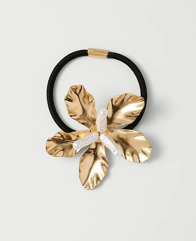 Ann Taylor Metal Flower Hair Tie Goldtone Women's