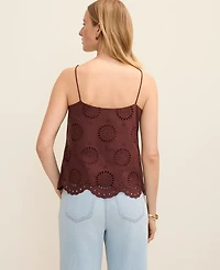 Ann Taylor Weekend Eyelet Tank Top Rich Walnut Women's