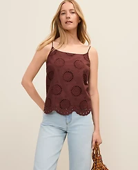 Ann Taylor Weekend Eyelet Tank Top Rich Walnut Women's