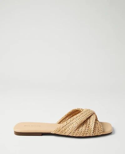 Ann Taylor Weekend Knotted Straw Flat Women's