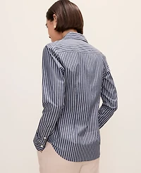 Ann Taylor Striped Perfect Shirt Indigo Dusk Women's