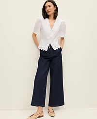 Ann Taylor Petite Tie Front Blouse White Women's