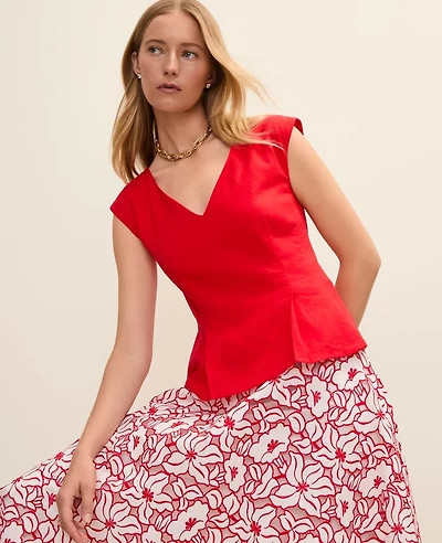 Ann Taylor Petite Peplum Top Satin Women's