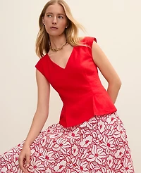 Ann Taylor Petite Peplum Top Satin Women's