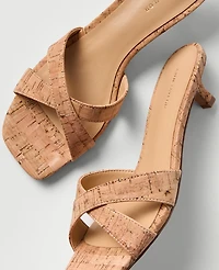 Ann Taylor Cork Crossover Kitten Heel Sandal Natural Women's