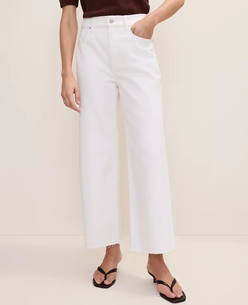 Ann Taylor The Petite Wide-Leg Crop Jean White Women's