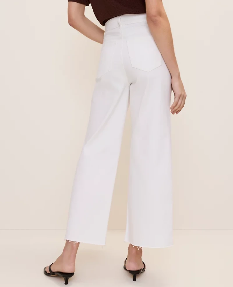 Ann Taylor The Petite Wide-Leg Crop Jean White Women's