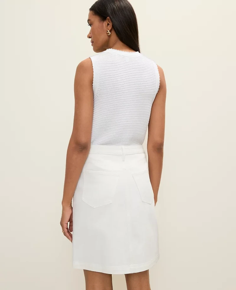 Ann Taylor Weekend Eyelet Denim Skirt White Women's